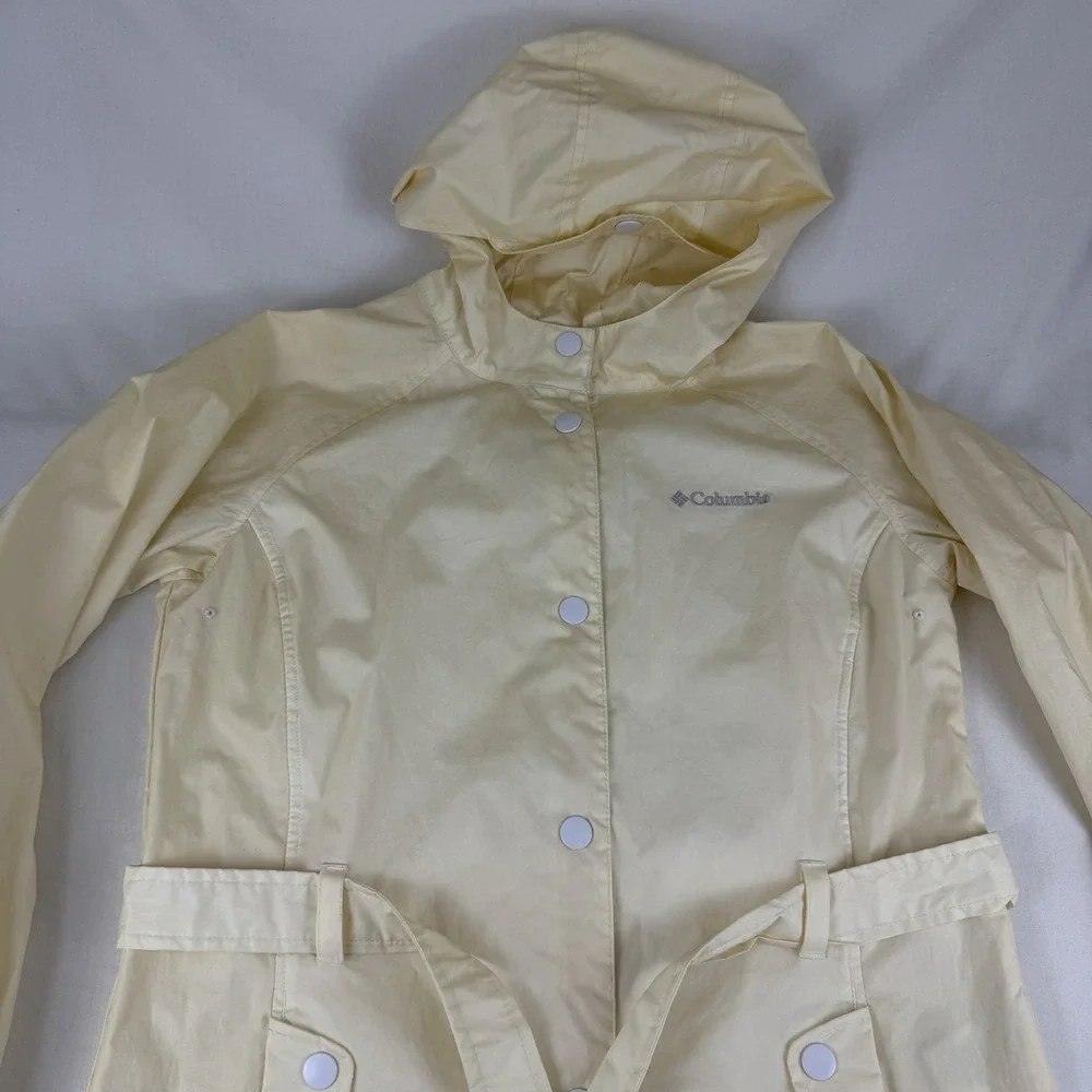 Columbia Women's Pale Yellow Trench Rain Jacket Size Large‎